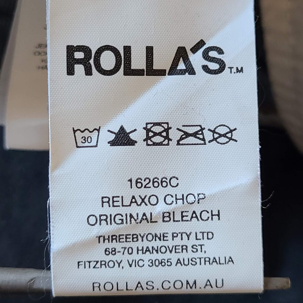 ROLLA'S Relaxo Chop Straight Leg Raw Hem Jeans In Original Bleach 16266C Mens 28 - Picture 15 of 16